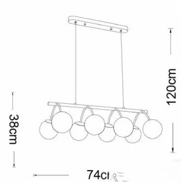 UNIVERSO Függeszték 8xG9 IP20 740x1200mm arany