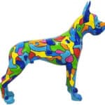 Dekorativ Szines Német dog kutya szobor 125x110 cm
