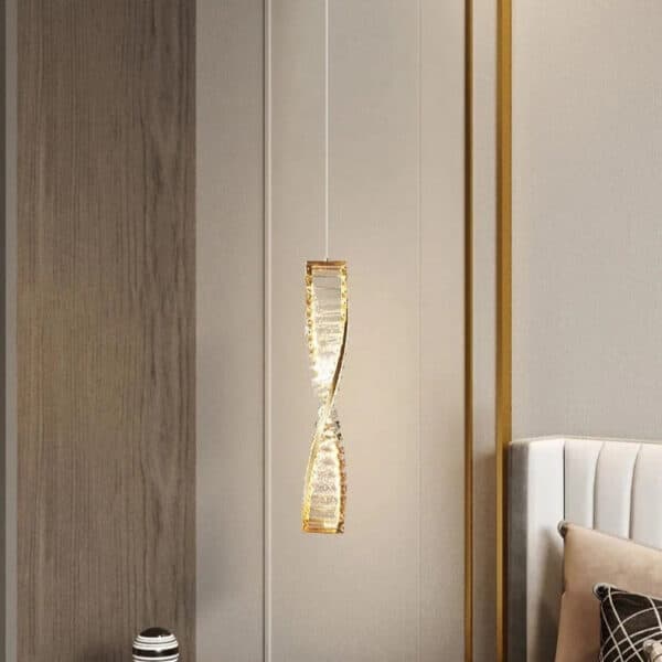 BERIL Mini csavart függőlámpa 100 cm arany-kristály