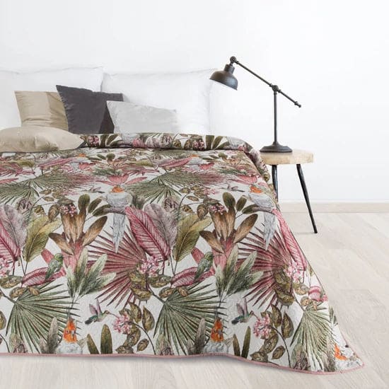 Parrot mintás bársony ágytakaró Zöld/rózsaszín 170x210 cm Parrot mintás bársony ágytakaró Zöld/rózsaszín 170x210 cm