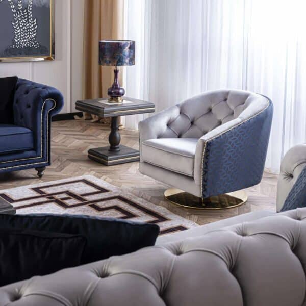 Madrid forgó fotel kék-arany