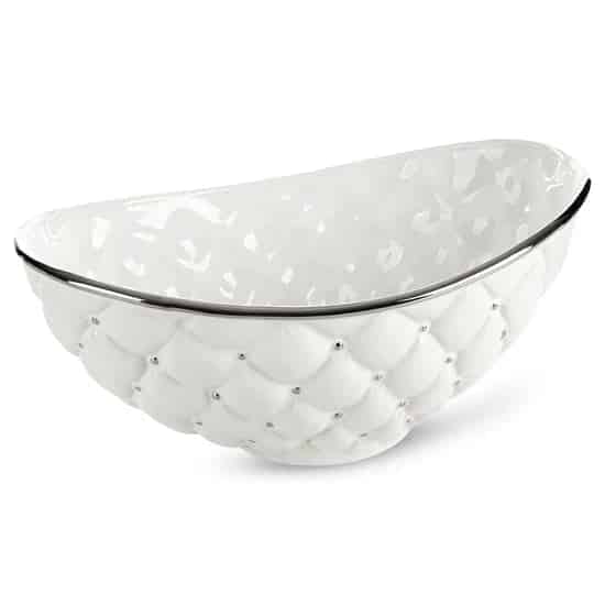 Amore steppelt hatású kerámia tál Fehér 35x22x15 cm Amore steppelt hatású kerámia tál Fehér 35x22x15 cm