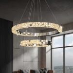 CRYSTAL két gyűrűs függőlámpa 60+80 cm (Kristáy-ezüst)