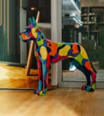 Dekorativ Szines Német dog kutya szobor 125x110 cm