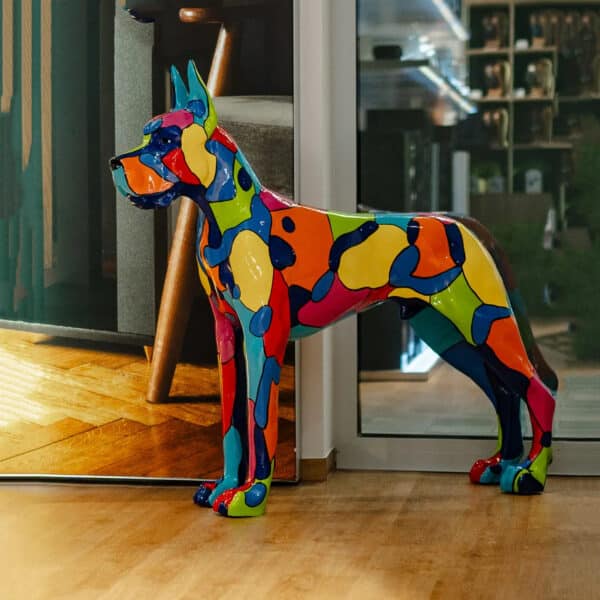 Dekorativ Szines Német dog kutya szobor 125x110 cm