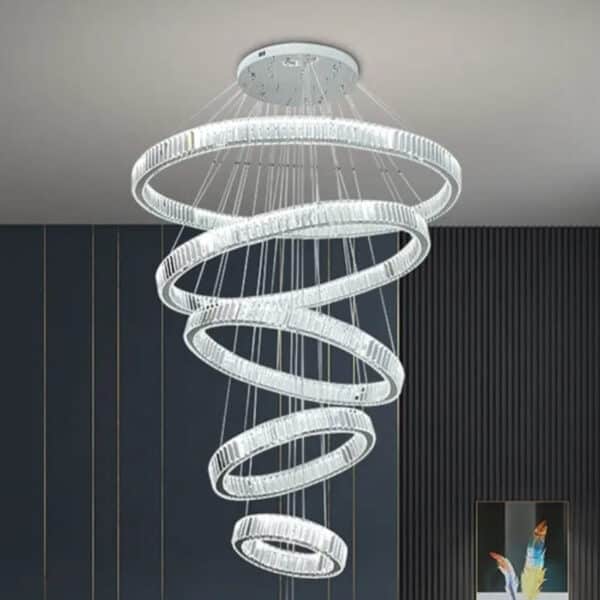 Briel Xenia 5 gyűrűs függőlámpa ezüst 120+100+80+60+40 cm