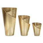 Tres váza fémből 3 db-os szett arany 39x42x75-32x32x55-25x25x35 cm