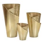 Tres váza fémből 3 db-os szett arany 39x42x75-32x32x55-25x25x35 cm