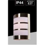 Kültéri fali lámpa 1xE27 max.11w IP44 króm/fehér 165x90x210mm 5év